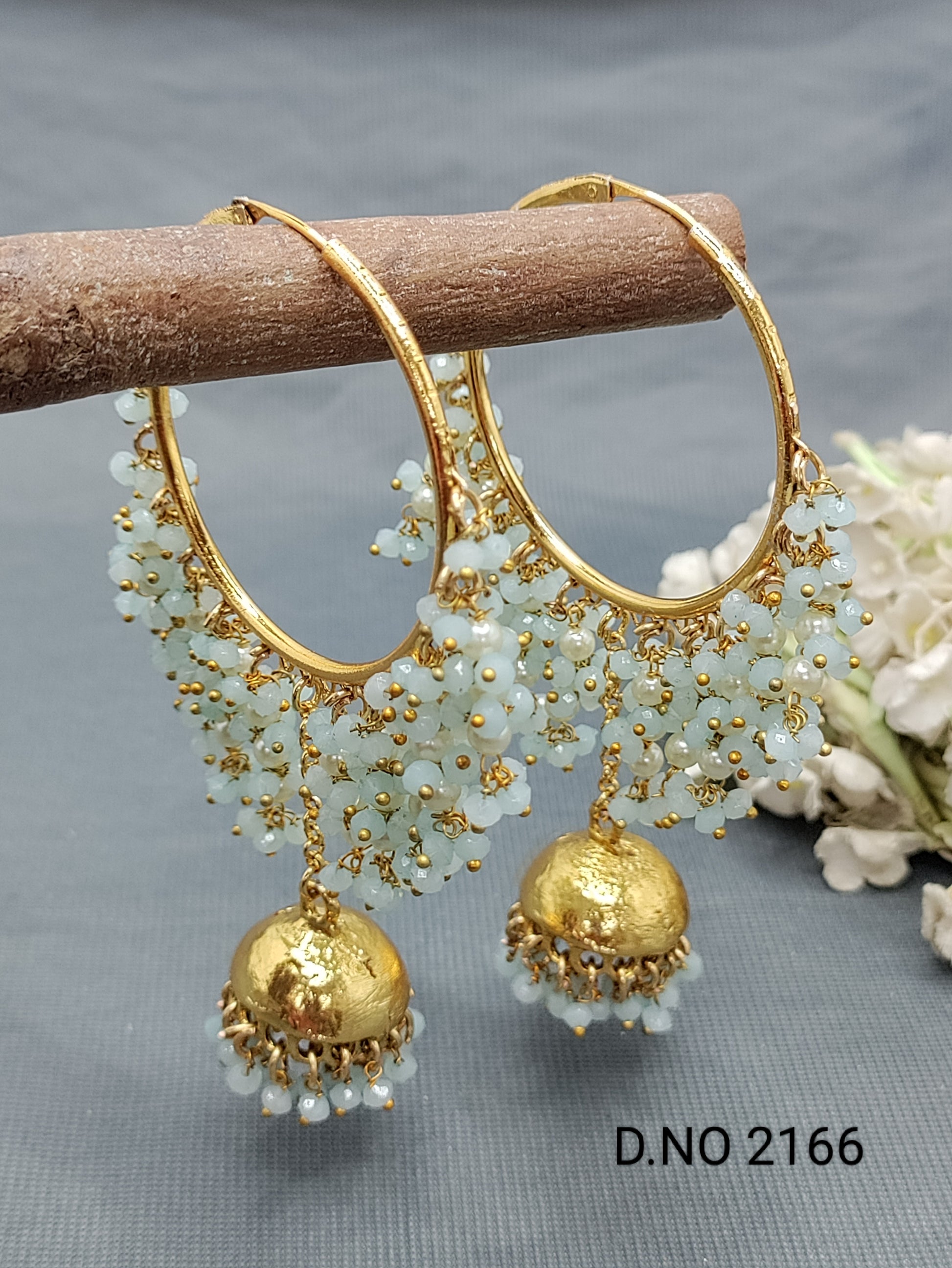 Golden Hoop Bali Jhumki Earring Sku 2166 rchiecreation