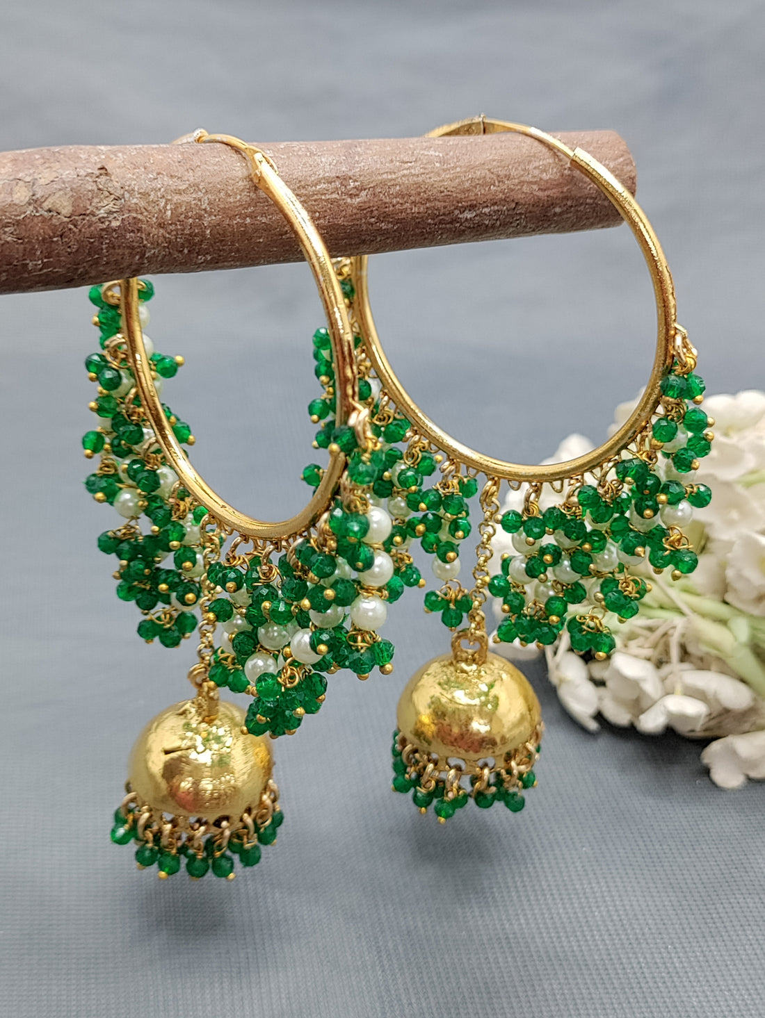 Golden Hoop Bali Jhumki Earring Sku 2166 rchiecreation
