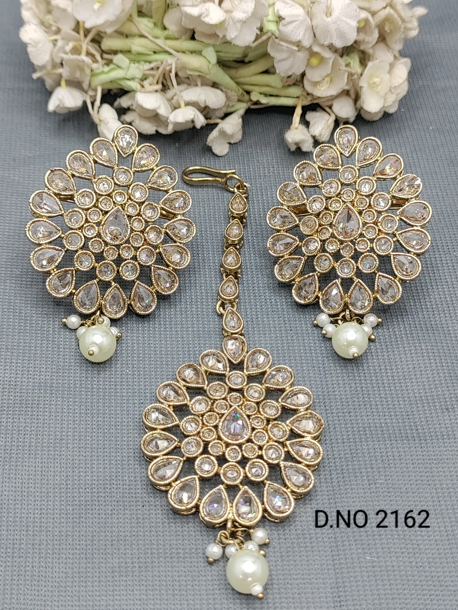 Polki Mehandi Earring & Tica Sku 2162 rchiecreation