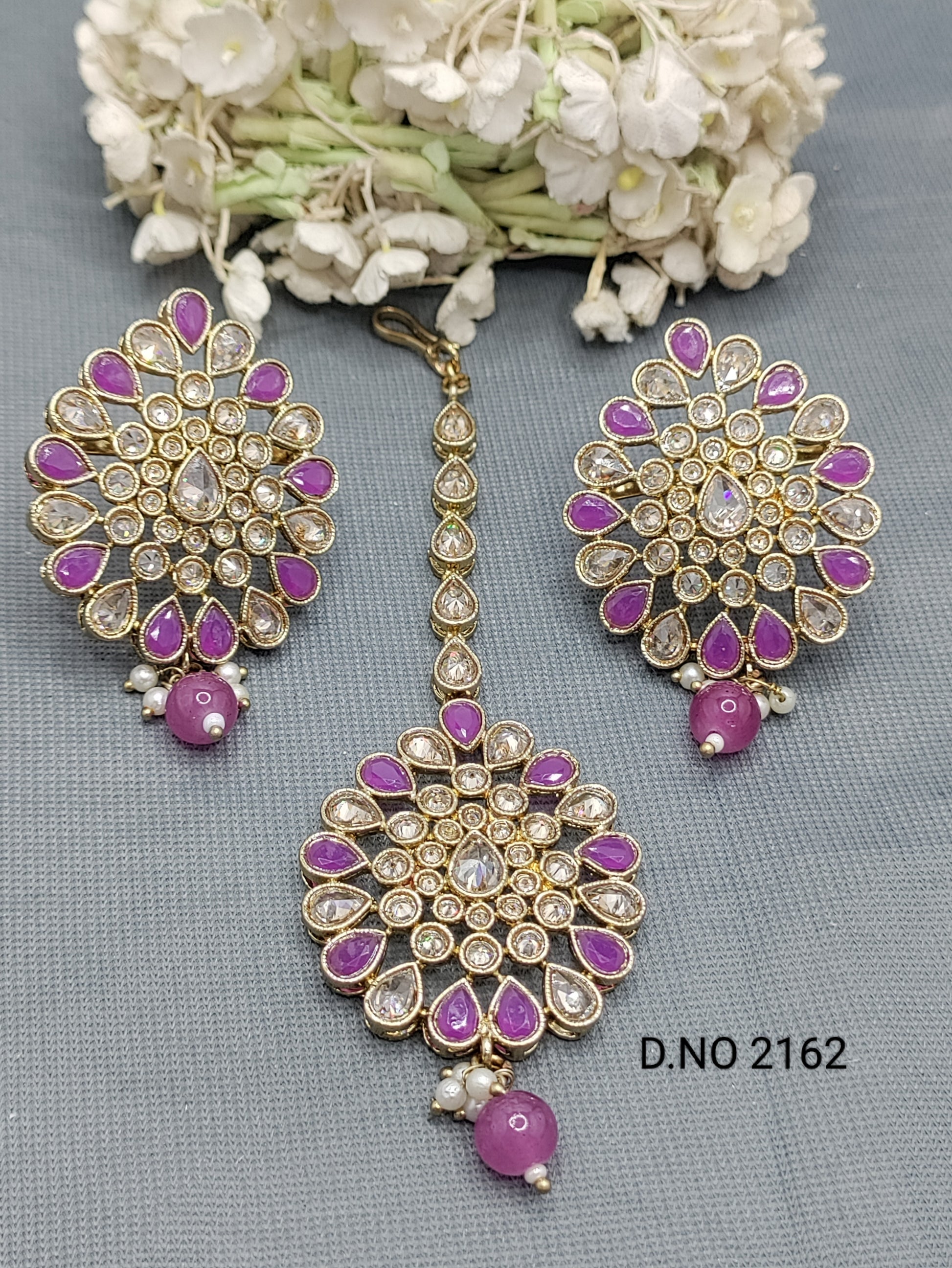 Polki Mehandi Earring & Tica Sku 2162 rchiecreation