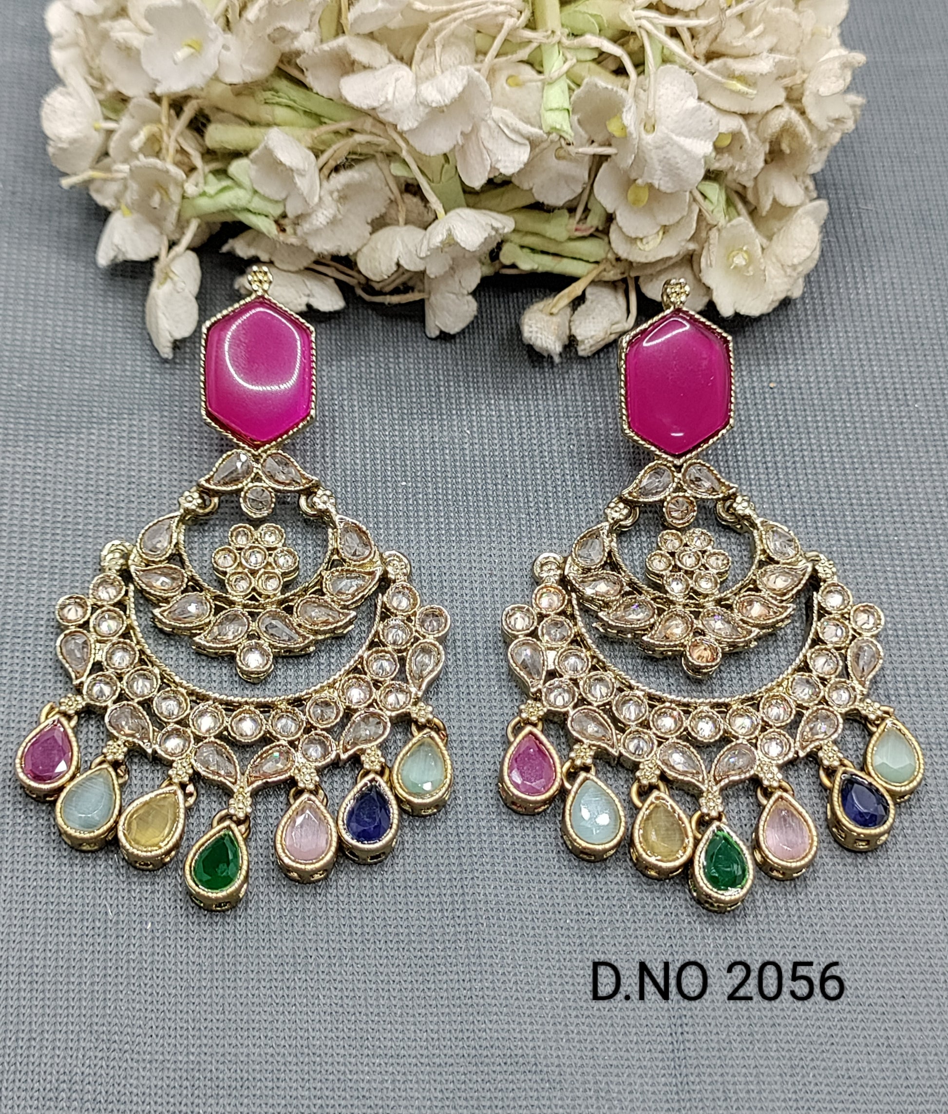 Polki Mehandi Earring Sku -2056 A2 rchiecreation