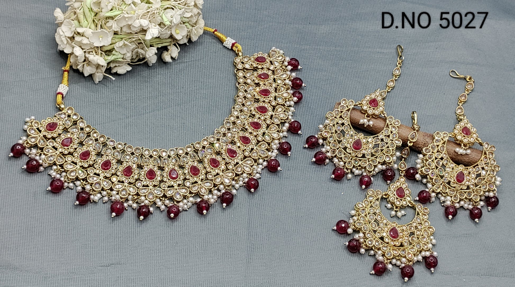 Polki  Necklace Mehndi Set Sku 5027 B2 rchiecreation