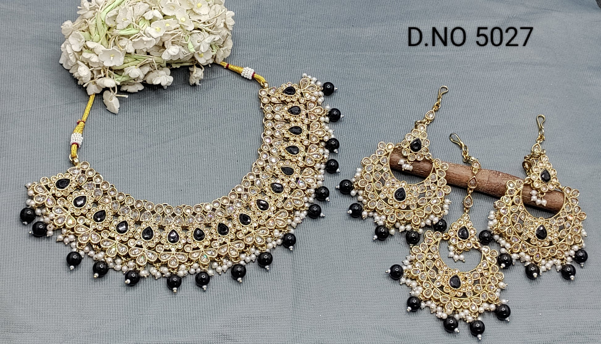 Polki  Necklace Mehndi Set Sku 5027 B2 rchiecreation