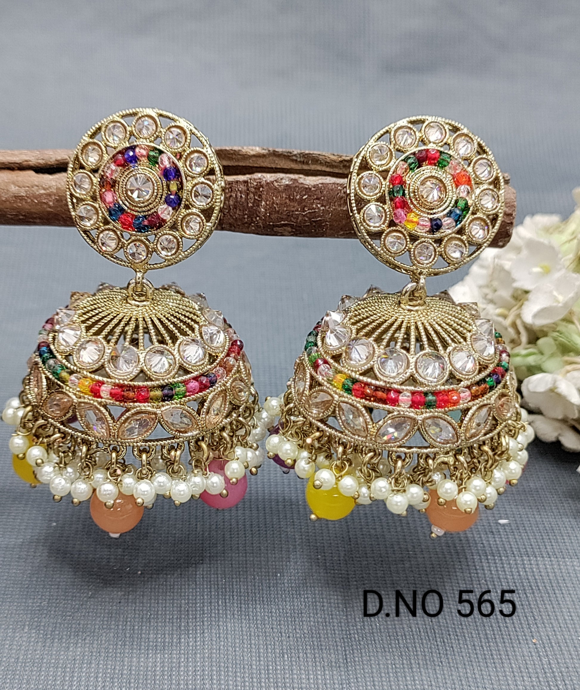 Polki Mehndi Earring Sku 565 A4 rchiecreation