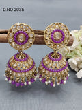 Polki Mehandi Jhumki Earring Sku -2035 A3 rchiecreation