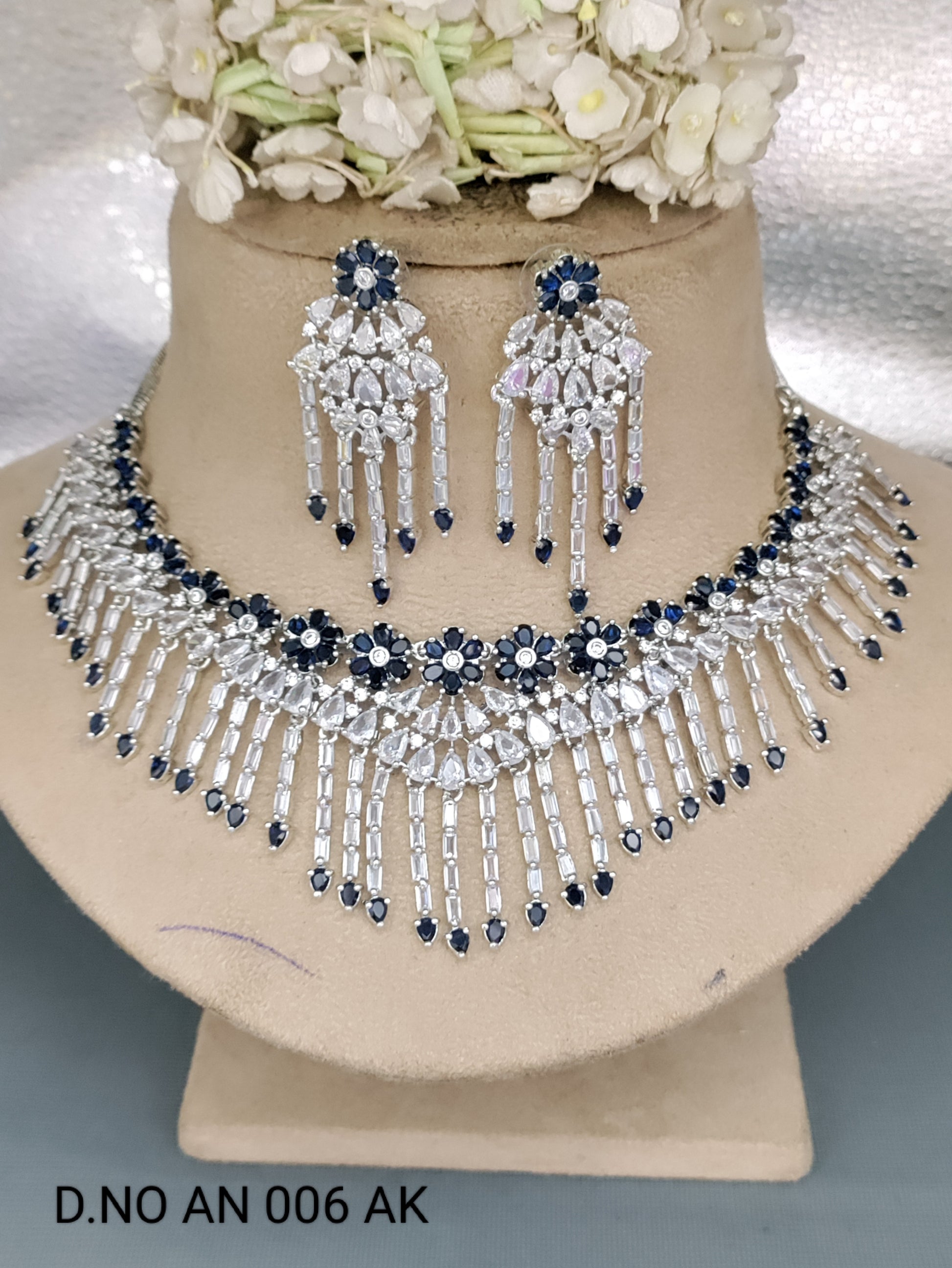 Cz Ad Rodium Necklace Set Sku AN 006 AK rchiecreation