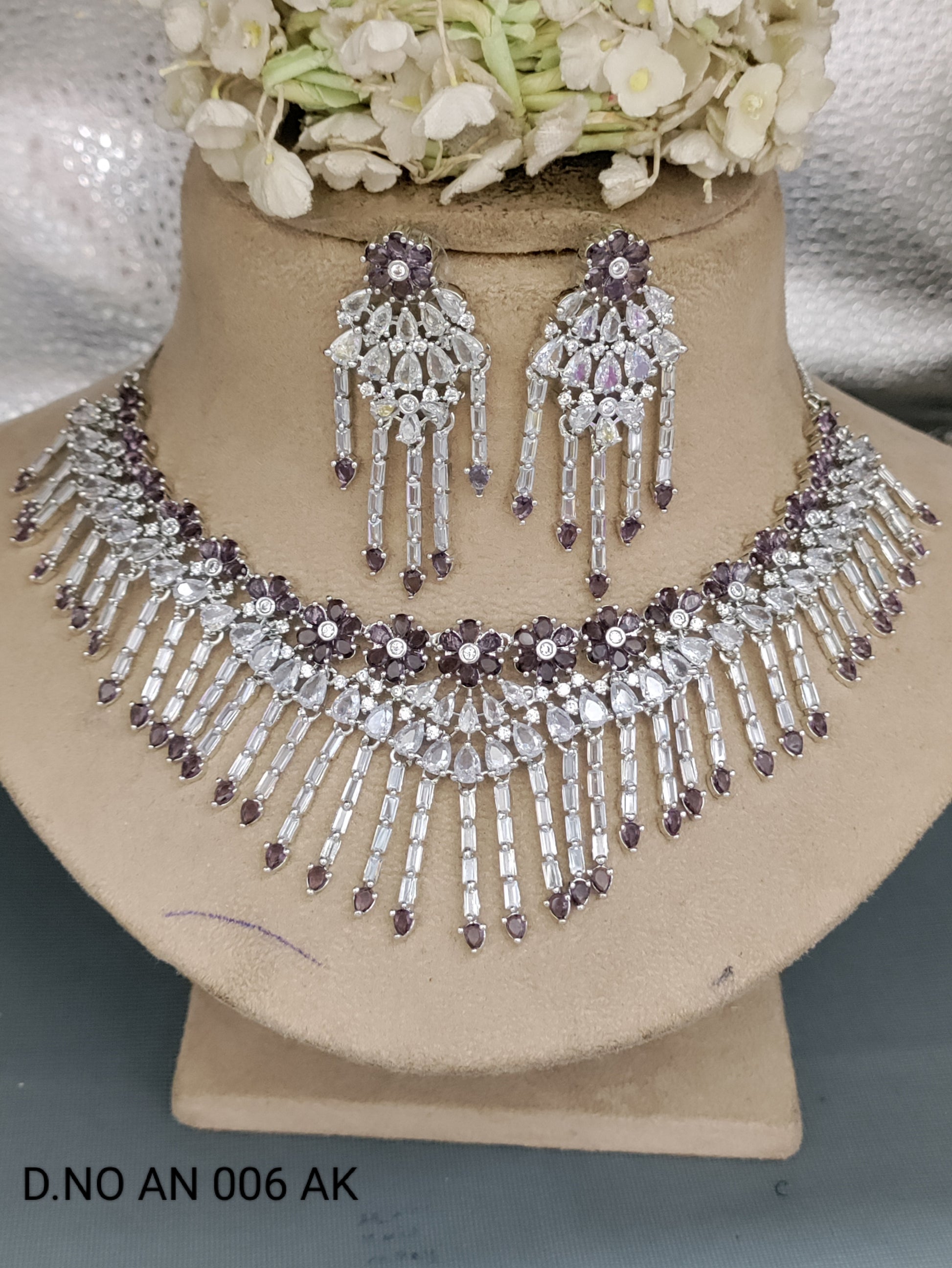 Cz Ad Rodium Necklace Set Sku AN 006 AK rchiecreation
