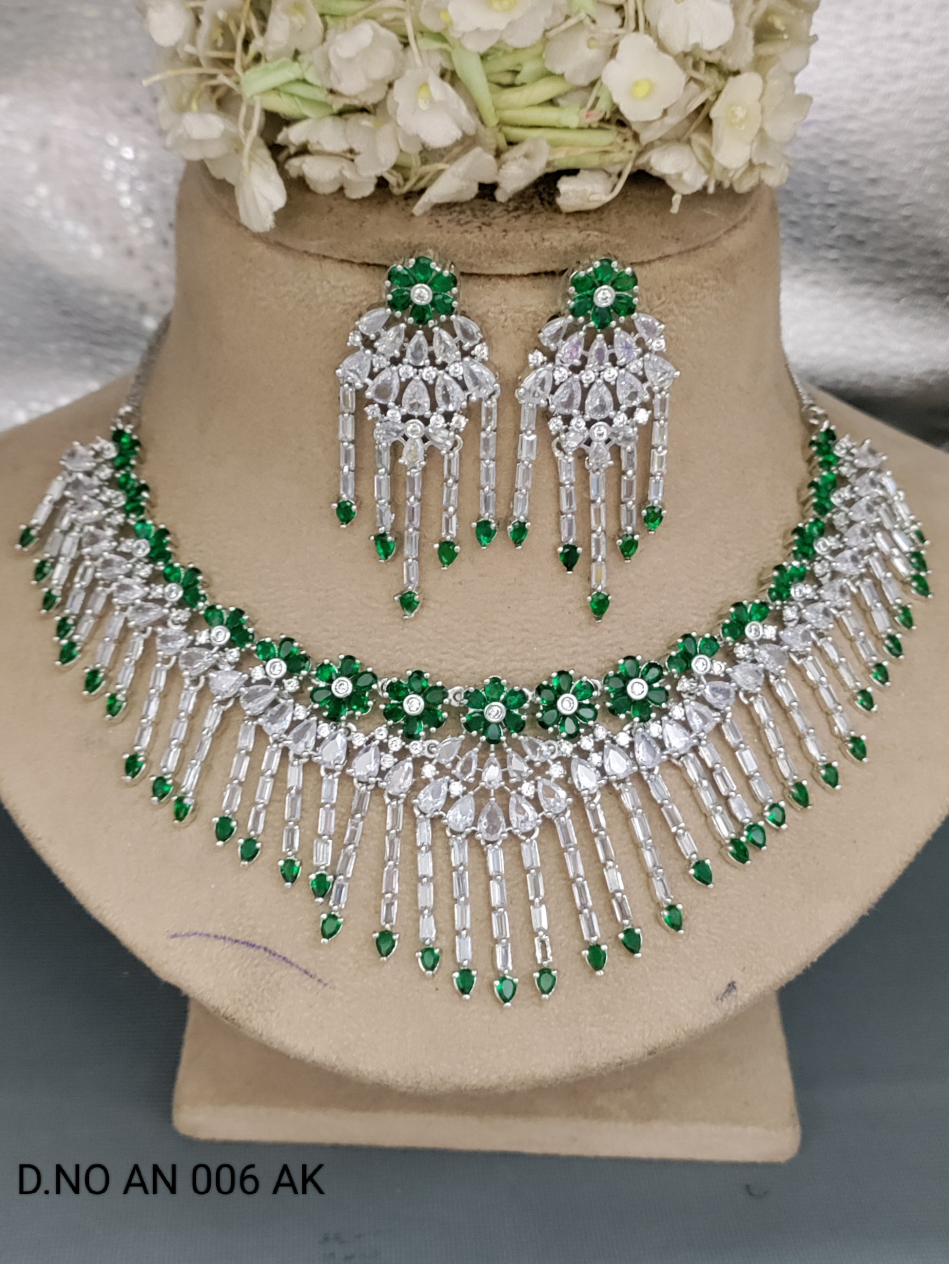 Cz Ad Rodium Necklace Set Sku AN 006 AK rchiecreation