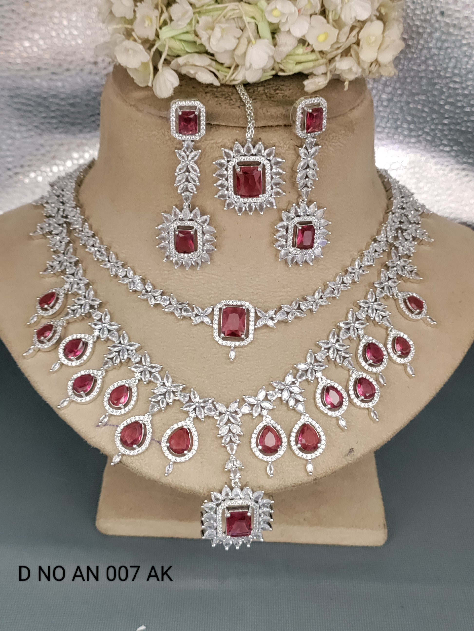 Cz Ad Rodium Necklace Set Sku AN 007 AK rchiecreation