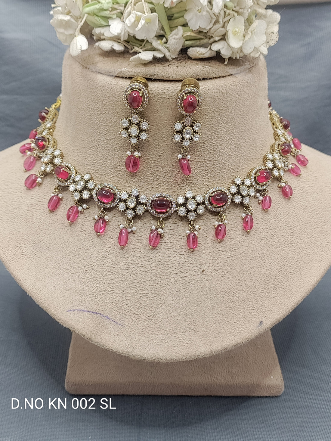Moissanite Mehandi Necklace Set Sku KN 002 SL rchiecreation