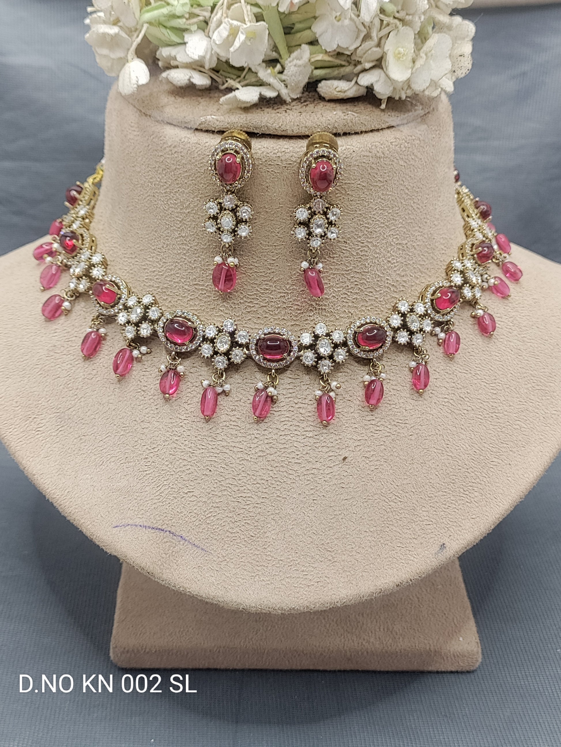 Moissanite Mehandi Necklace Set Sku KN 002 SL rchiecreation