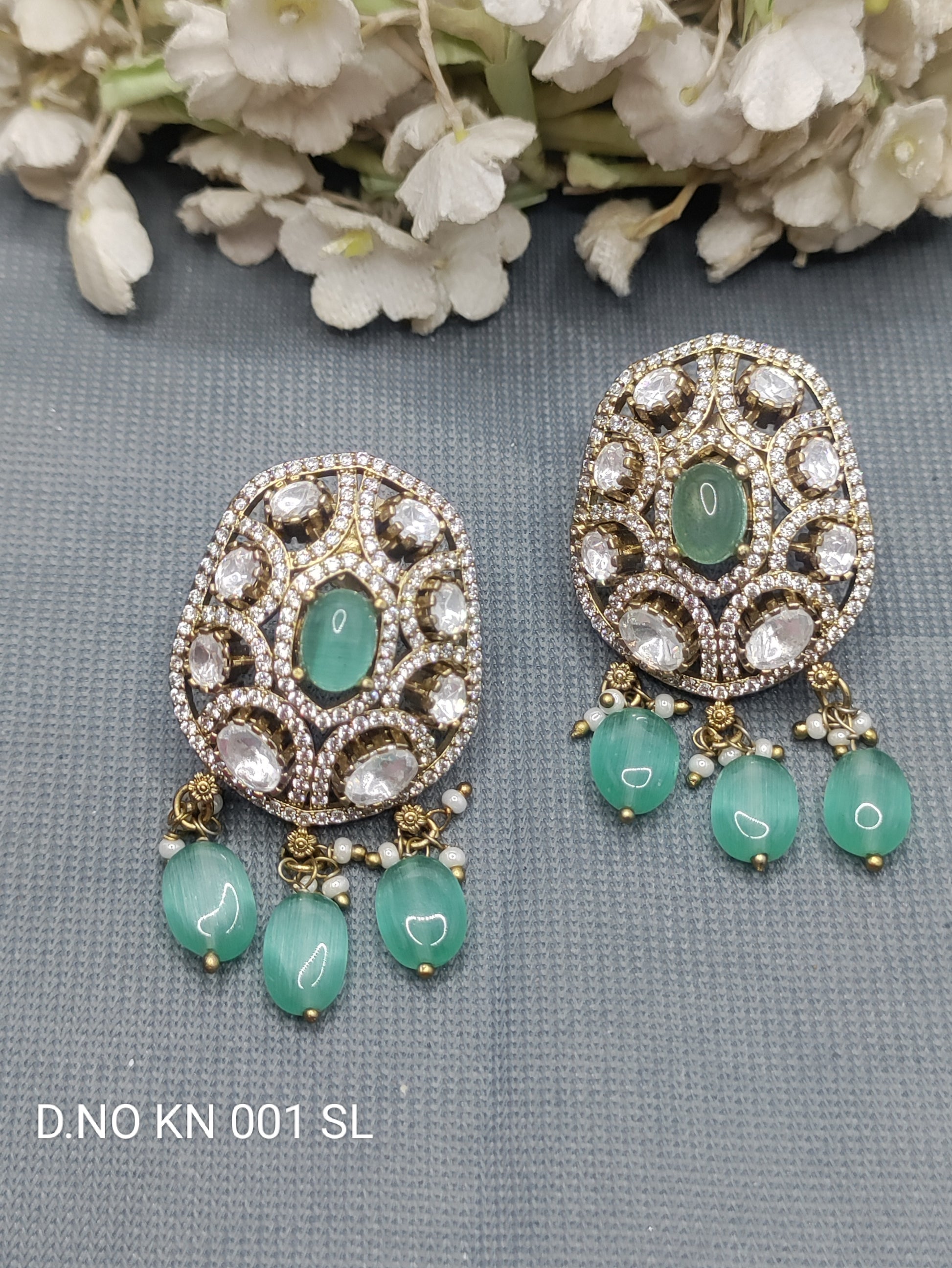 Moissanite Mehandi Tops & Stud Earrings Sku KE 001 KL rchiecreation