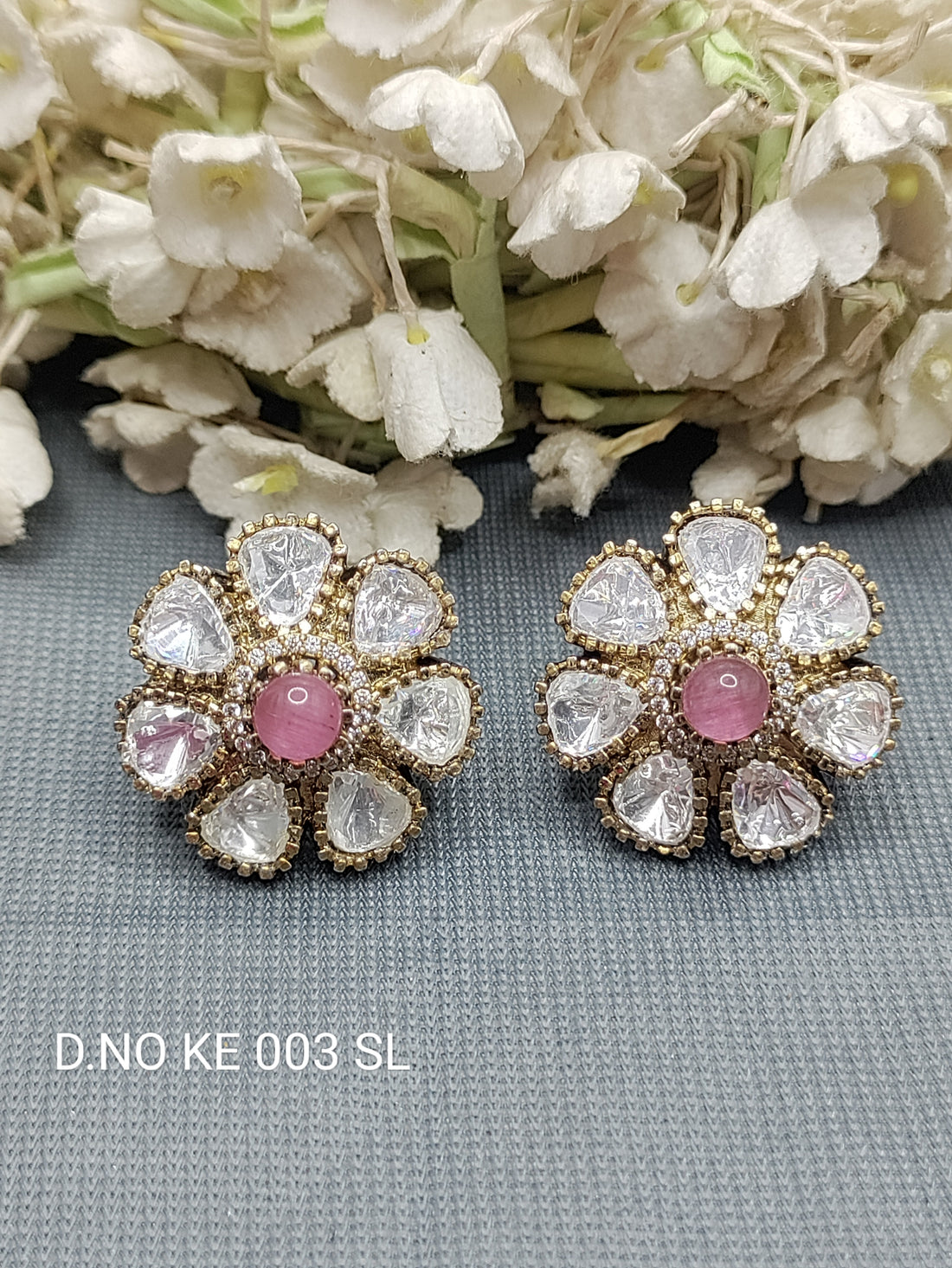 Moissanite Mehandi Tops & stud earrings Sku KE 003 SL rchiecreation