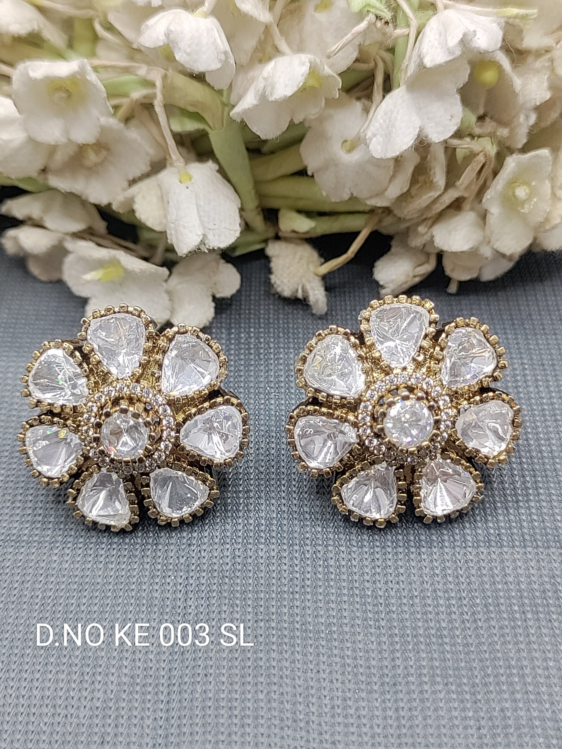 Moissanite Mehandi Tops & stud earrings Sku KE 003 SL rchiecreation