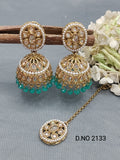Polki Mehandi Earring & Tica Sku 2133 rchiecreation