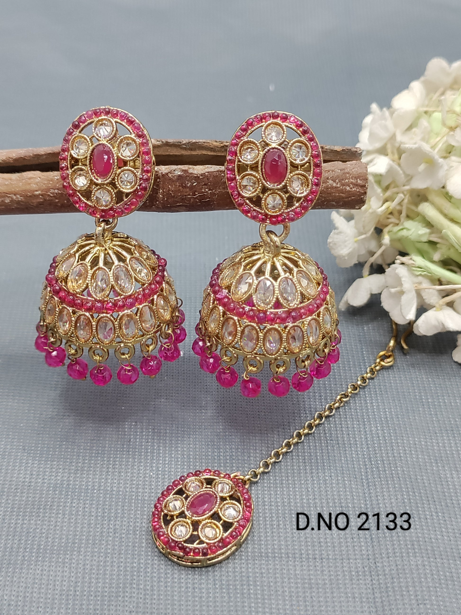 Polki Mehandi Earring & Tica Sku 2133 rchiecreation