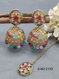 Polki Mehandi Earring & Tica Sku 2133 rchiecreation