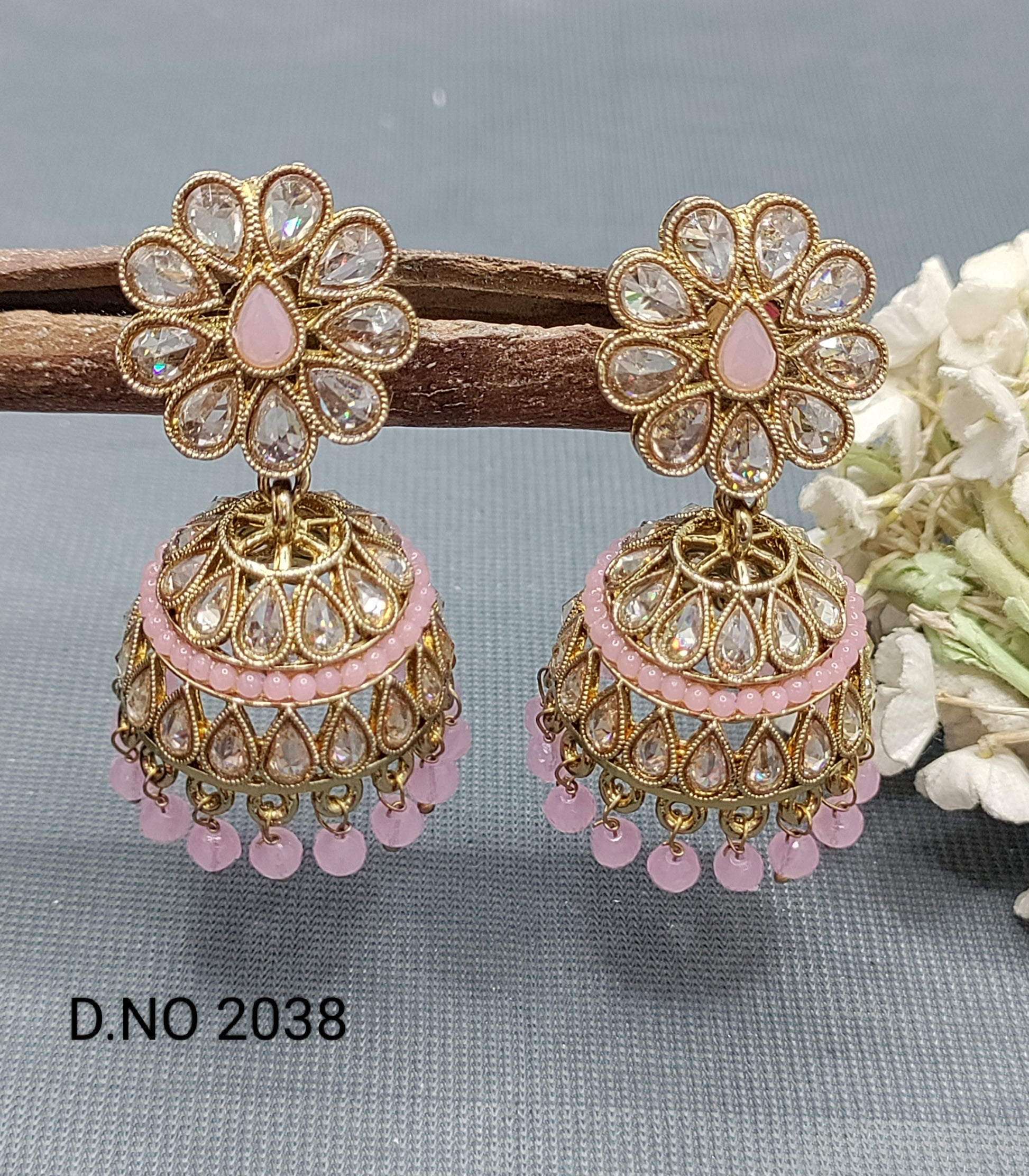 Polki Mehandi Jhumki Earring Sku 2038 A3 rchiecreation