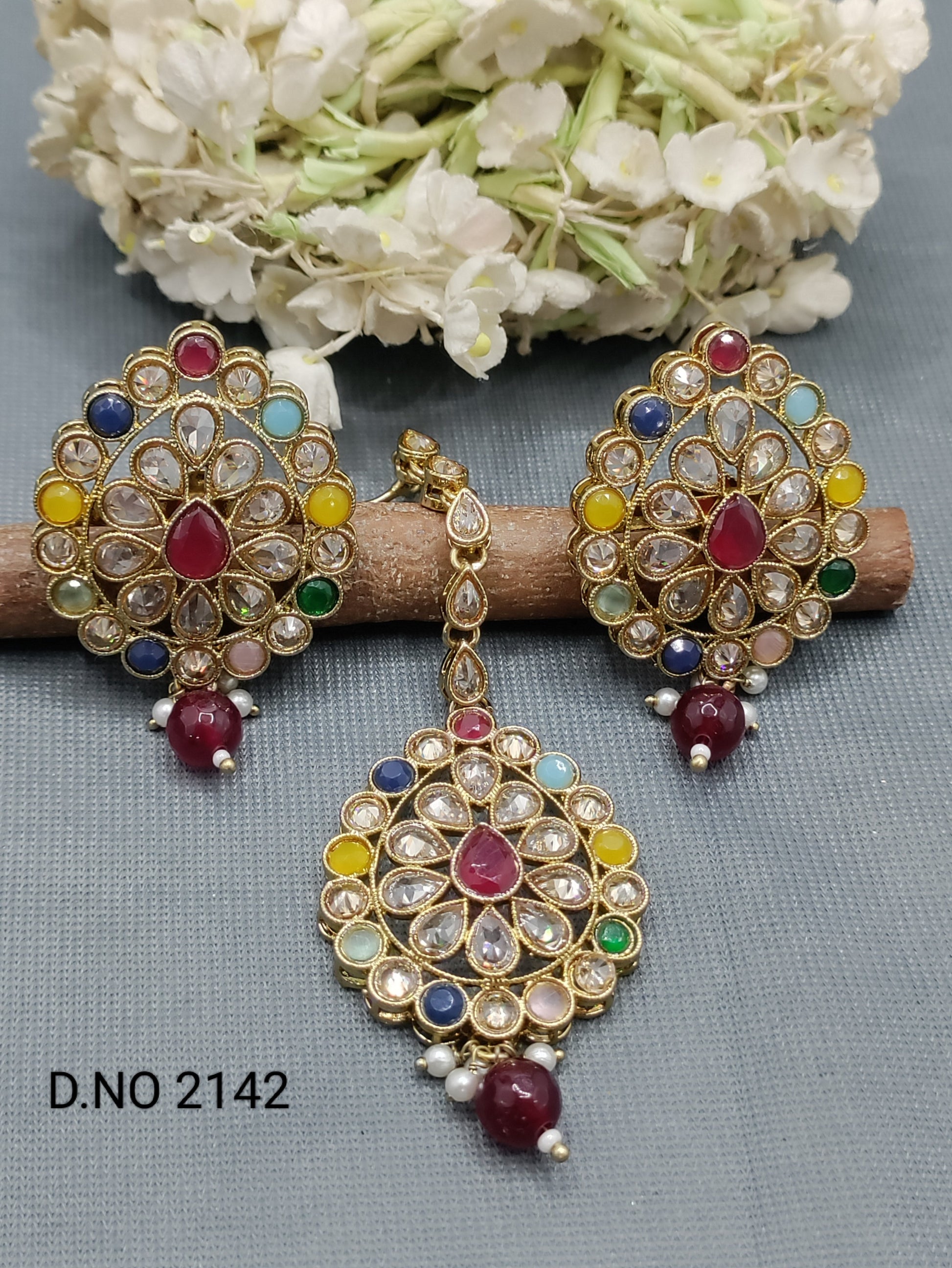 Polki Mehandi Earring & Tica Sku 2142-A rchiecreation