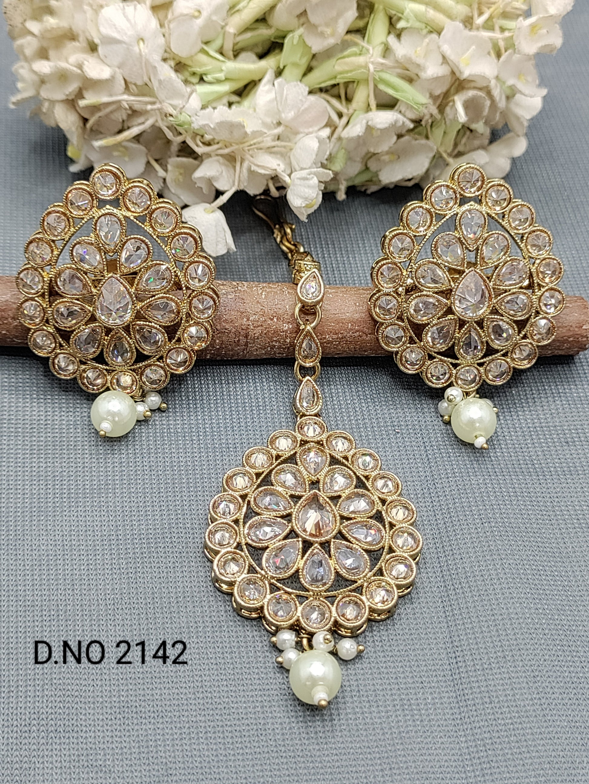 Polki Mehandi Earring & Tica Sku 2142-A rchiecreation