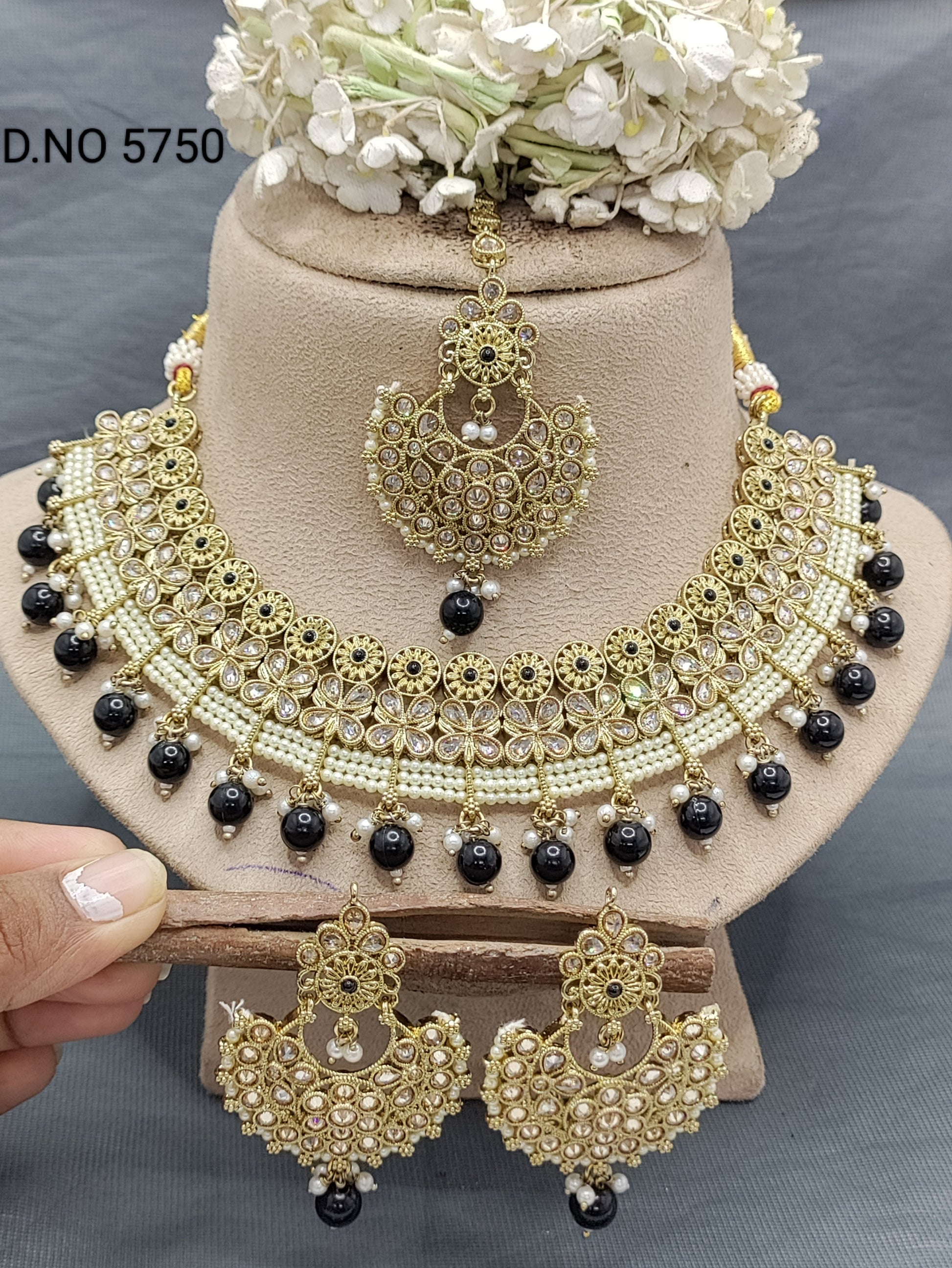 Polki Necklace Mehndi Set Sku-5750 B1 rchiecreation