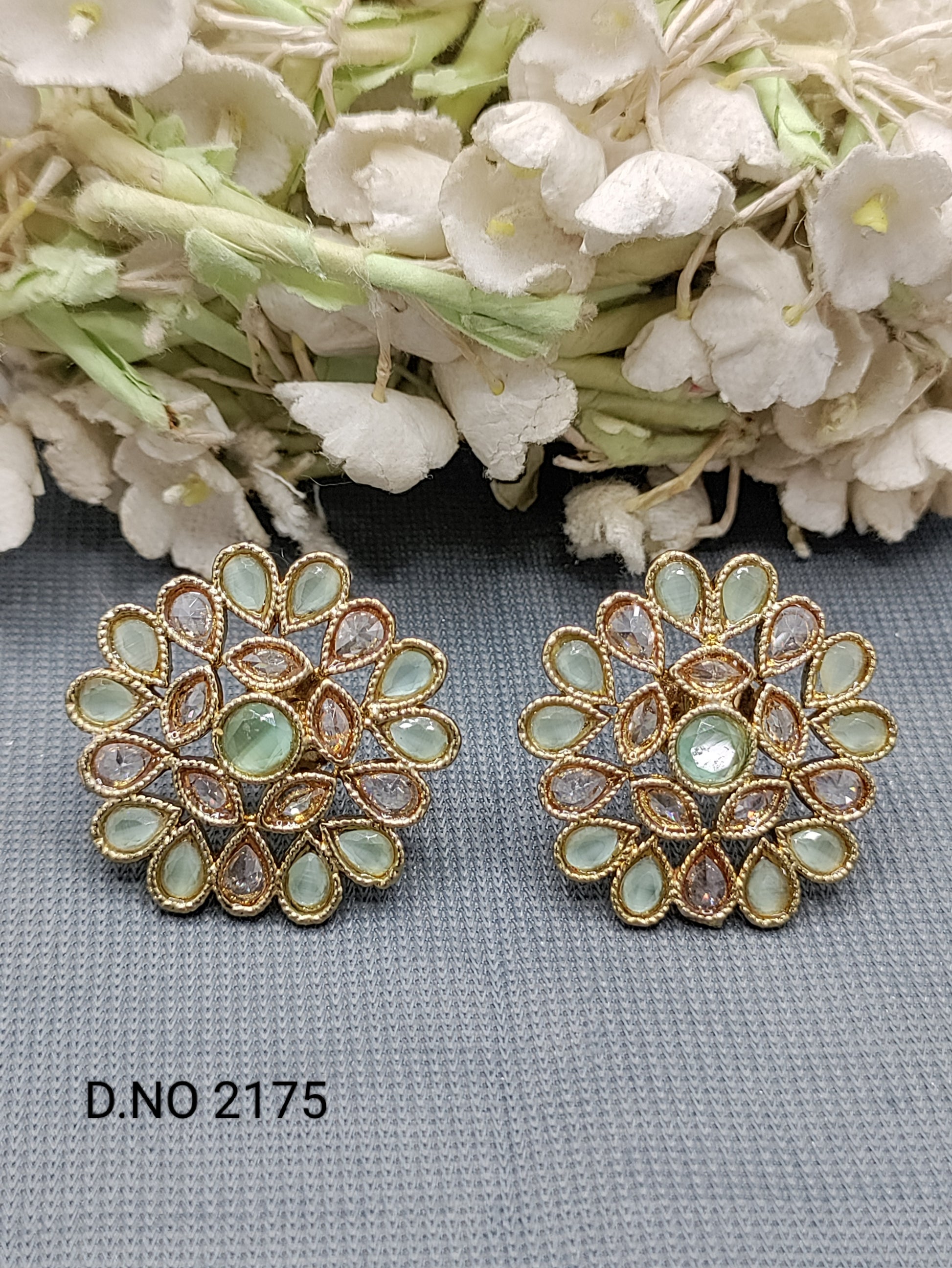 Polki Mehandi Tops & Stud Earrings Sku 2175 rchiecreation