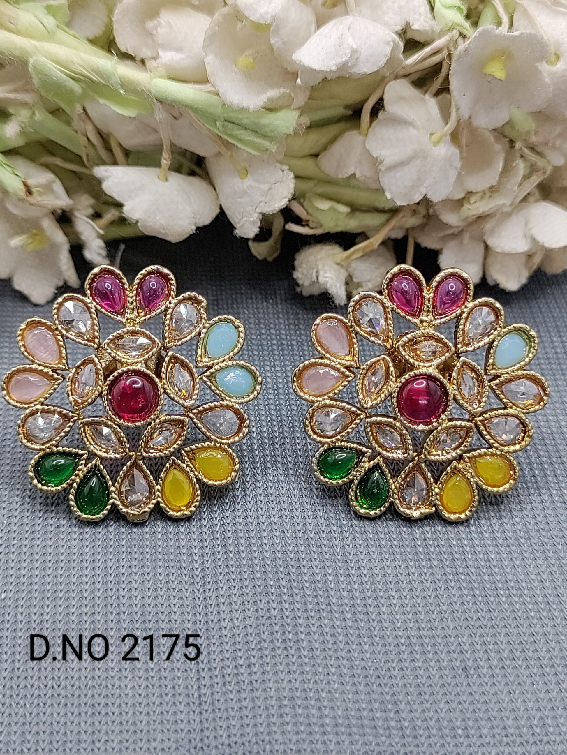 Polki Mehandi Tops & Stud Earrings Sku 2175 rchiecreation
