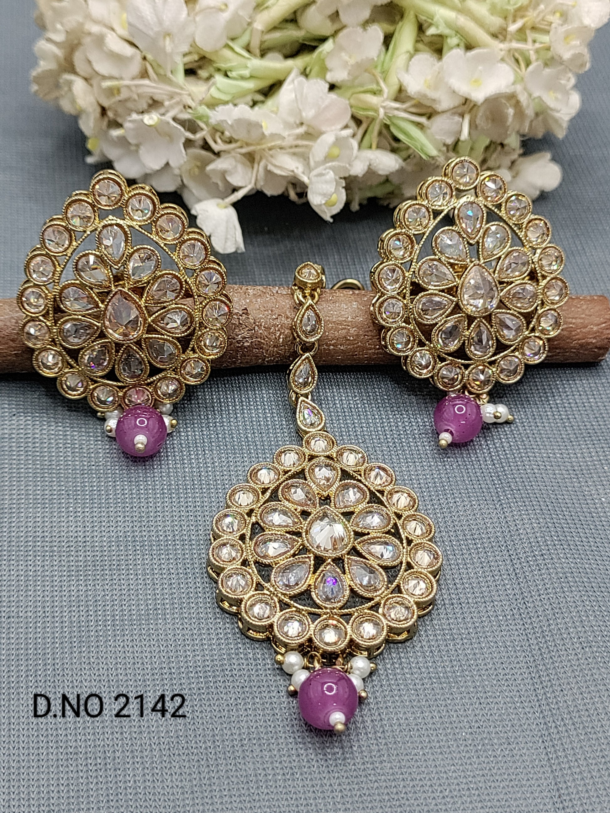 Polki Mehandi earring & Tica Sku 2142 rchiecreation