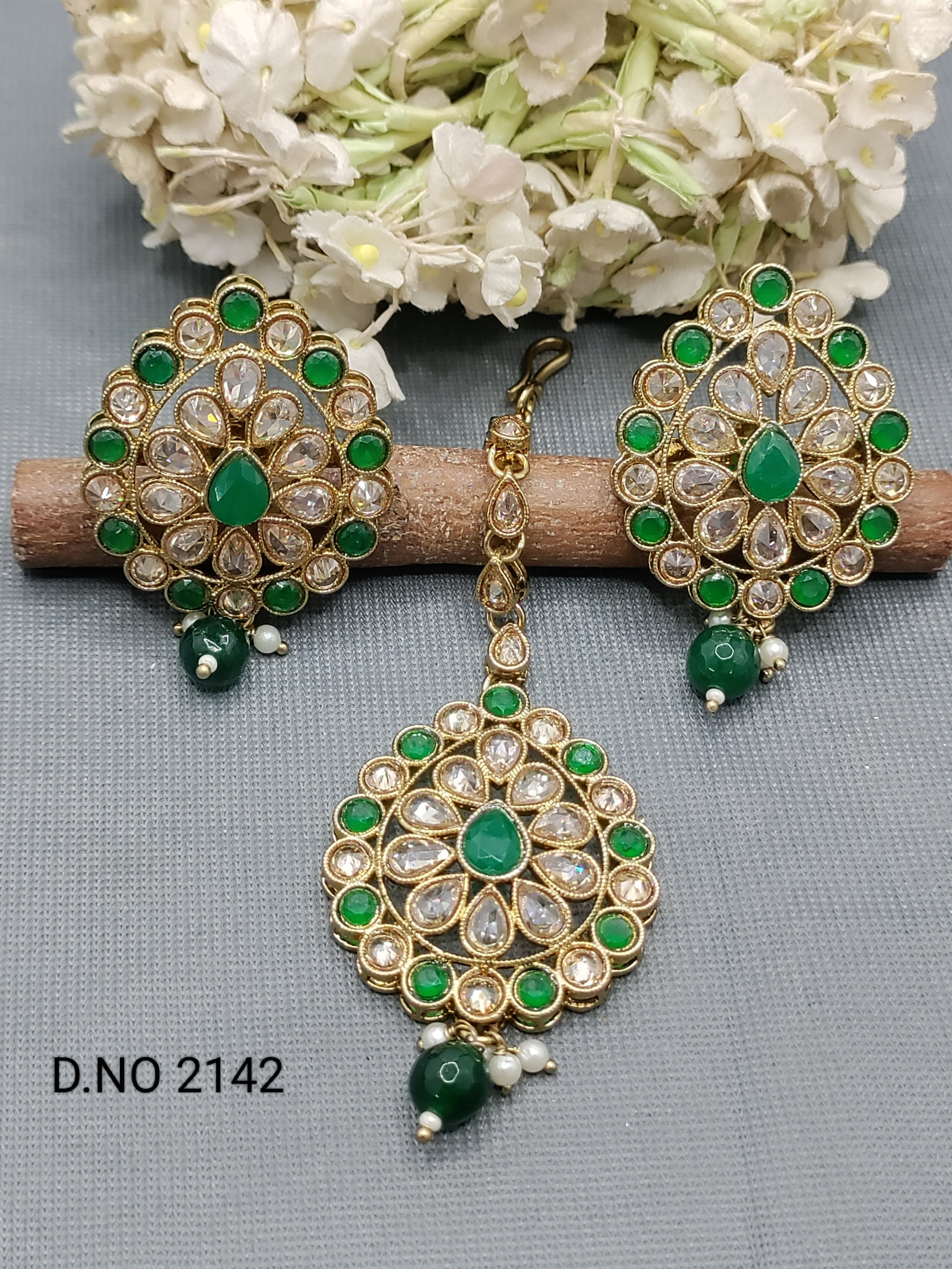 Polki Mehandi earring & Tica Sku 2142 rchiecreation