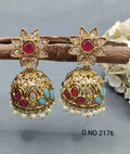 Polki Mehandi Jhumki Earring Sku 2176 rchiecreation