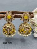 Polki Mehandi Jhumki Earring Sku 2176 rchiecreation