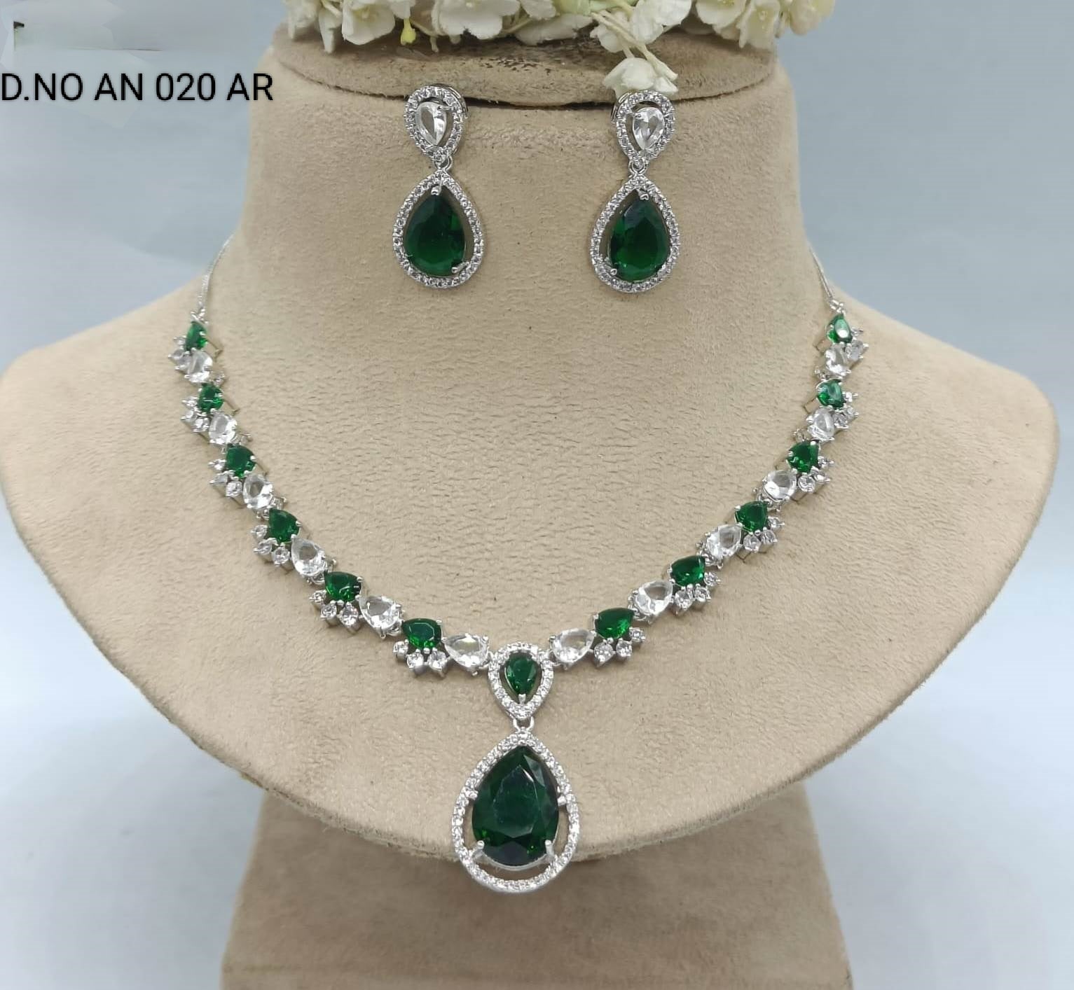 Cz Ad Rodium Necklace Set Sku AN 020 AR rchiecreation