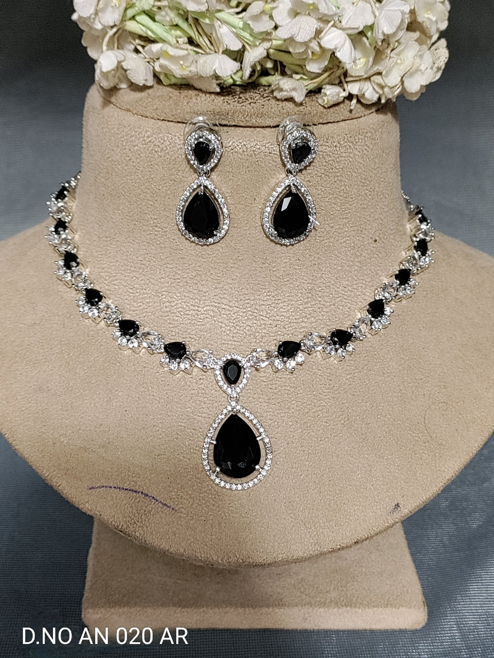Cz Ad Rodium Necklace Set Sku AN 020 AR rchiecreation