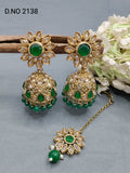 Polki Mehandi Jhumki Earring & Tica Sku 2138 rchiecreation