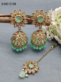 Polki Mehandi Jhumki Earring & Tica Sku 2138 rchiecreation