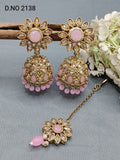 Polki Mehandi Jhumki Earring & Tica Sku 2138 rchiecreation