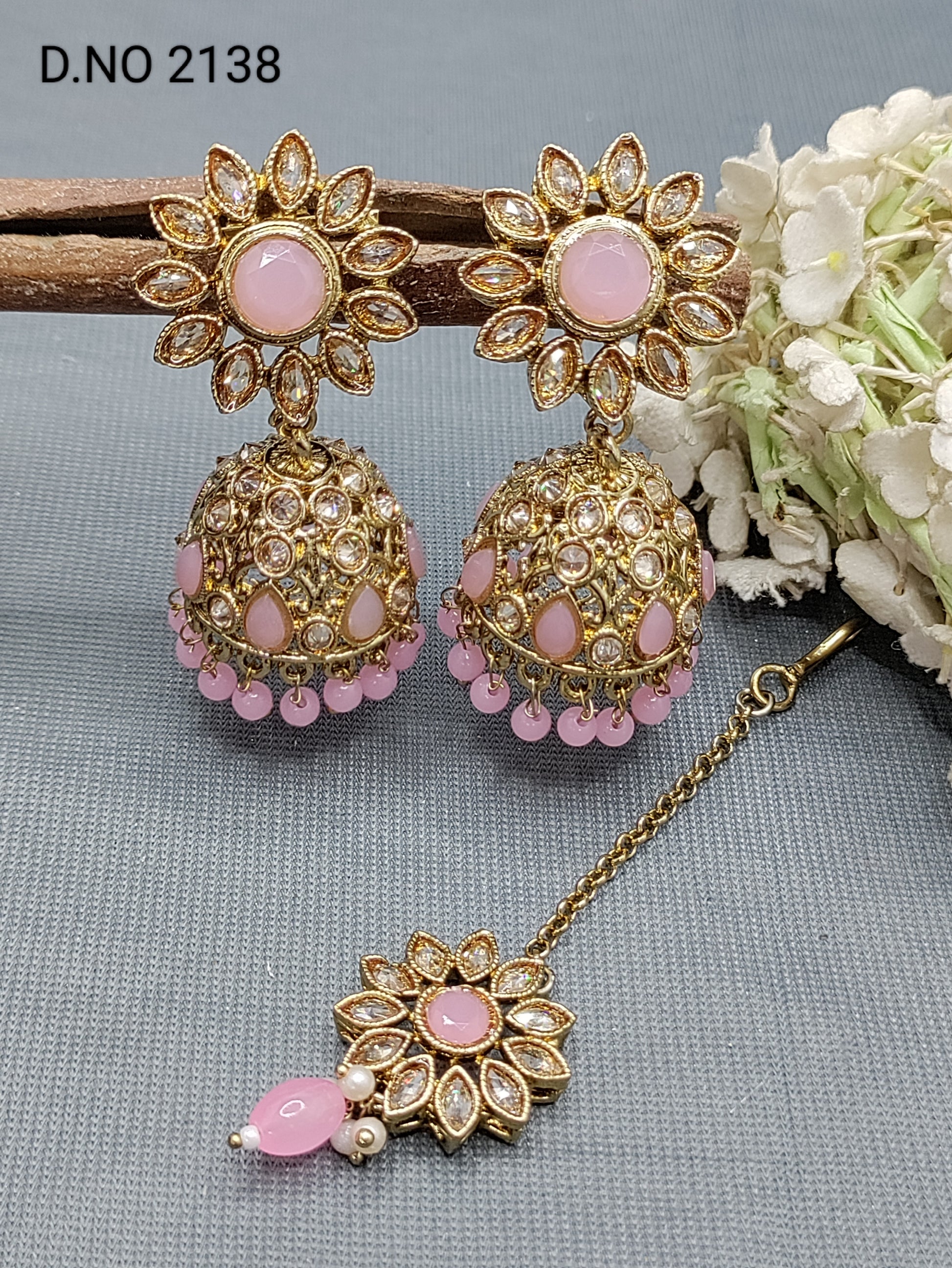 Polki Mehandi Jhumki Earring & Tica Sku 2138 rchiecreation