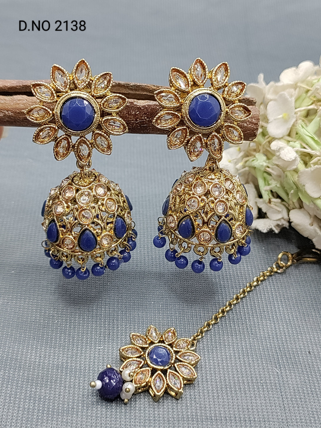 Polki Mehandi Jhumki Earring & Tica Sku 2138 rchiecreation