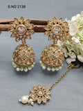Polki Mehandi Jhumki Earring & Tica Sku 2138 rchiecreation