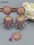 Polki Mehandi Jhumki Earring & Tica Sku 2139 rchiecreation