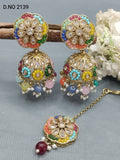 Polki Mehandi Jhumki Earring & Tica Sku 2139 rchiecreation