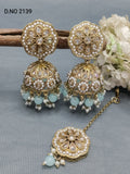Polki Mehandi Jhumki Earring & Tica Sku 2139 rchiecreation