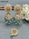 Polki Mehandi Jhumki Earring & Tica Sku 2139 rchiecreation