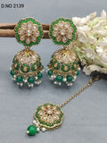Polki Mehandi Jhumki Earring & Tica Sku 2139 rchiecreation