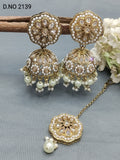 Polki Mehandi Jhumki Earring & Tica Sku 2139 rchiecreation