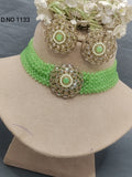Pearl Polki Choker Necklace Mehndi Set Sku-1133 B2 rchiecreation
