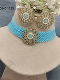Pearl Polki Choker Necklace Mehndi Set Sku-1133 B2 rchiecreation
