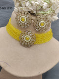 Pearl Polki Choker Necklace Mehndi Set Sku-1133 B2 rchiecreation