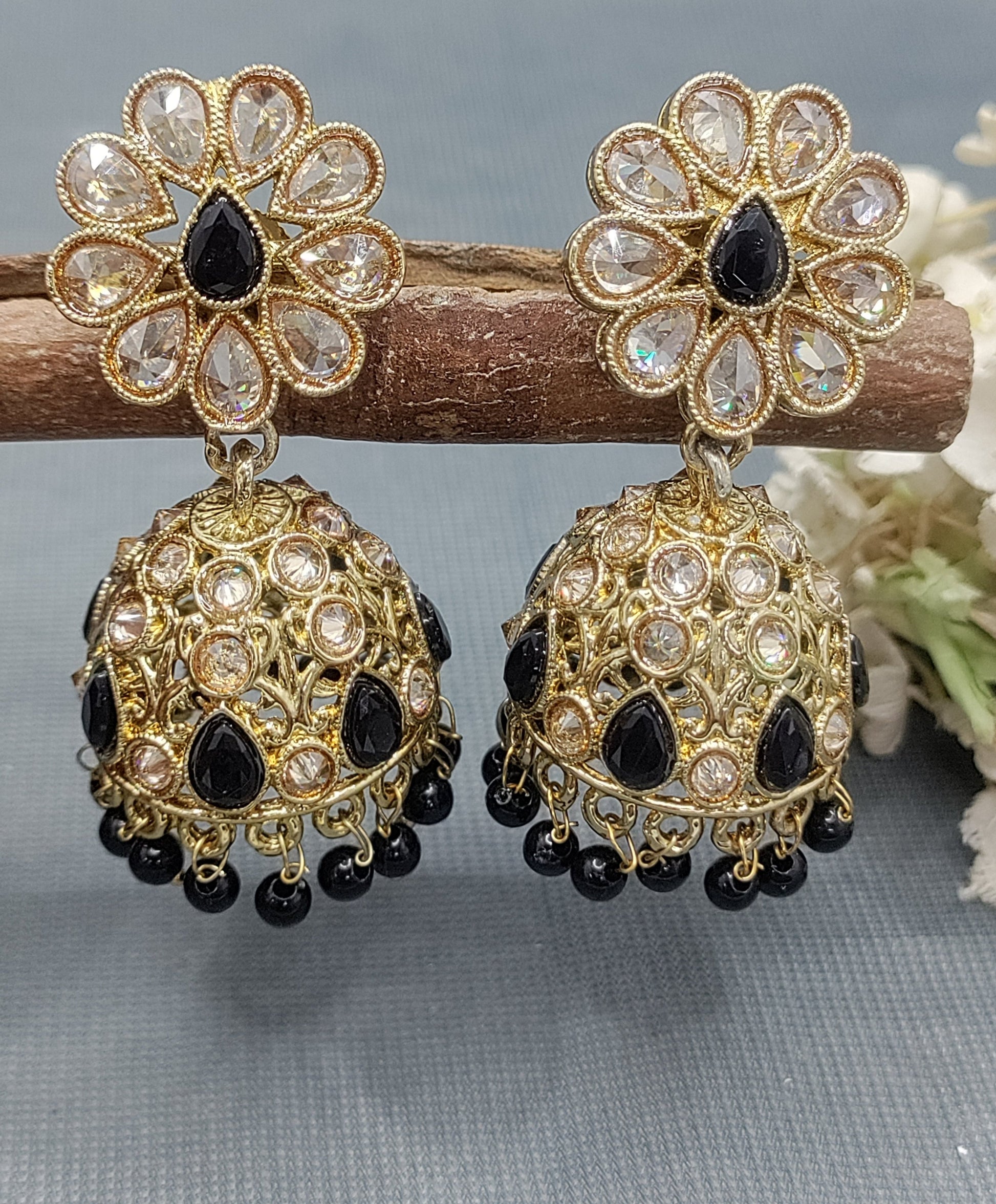 Polki Mehandi Jhumki Earring Sku 6582 rchiecreation