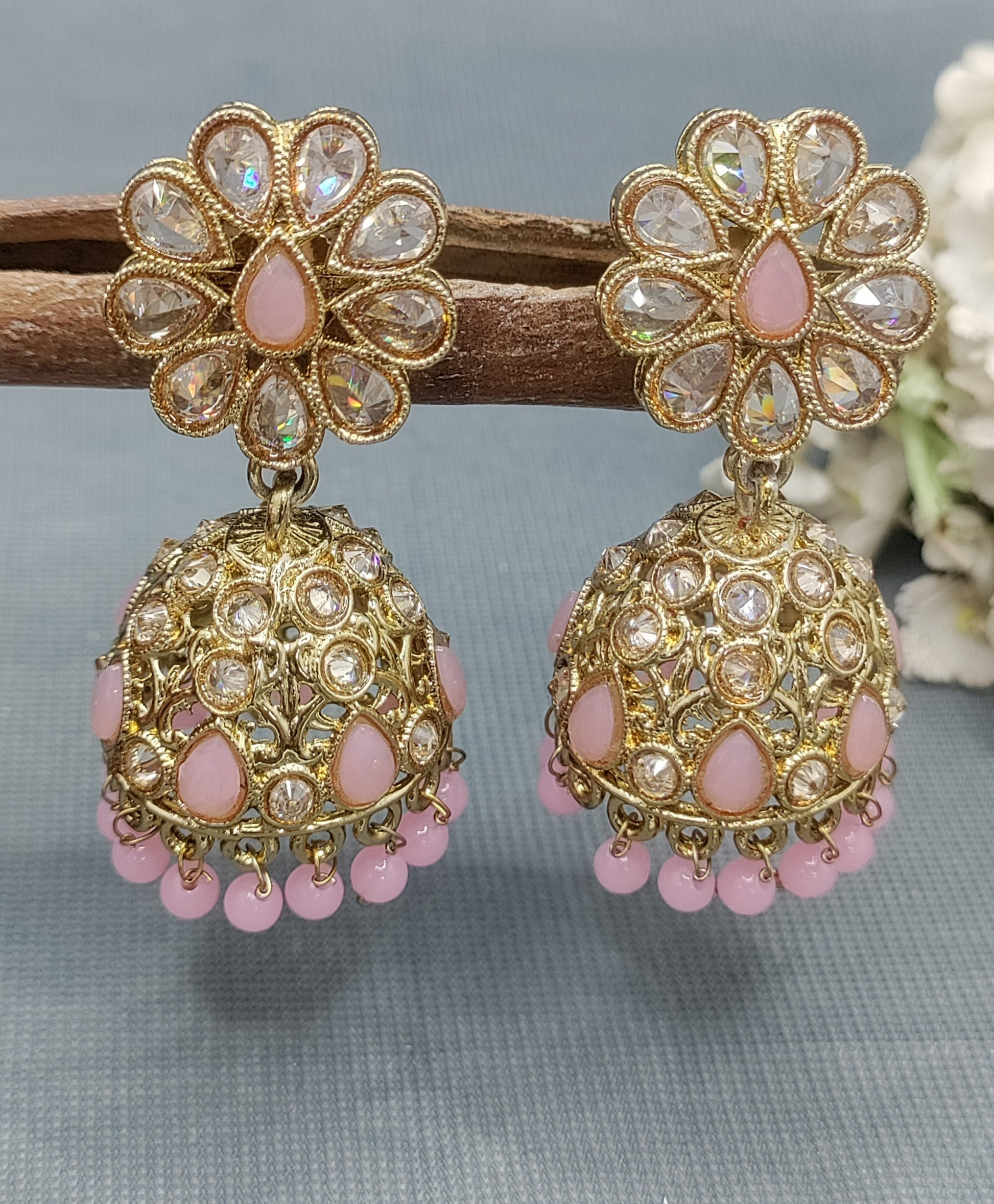 Polki Mehandi Jhumki Earring Sku 6582 rchiecreation